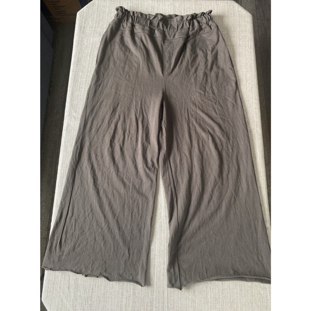 Free People We The Free Wide Leg Ruffle Hem Cropped Pants Size L